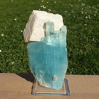 Akvamarín  z Pákistánu 145x75mm, krystal:125x75mm